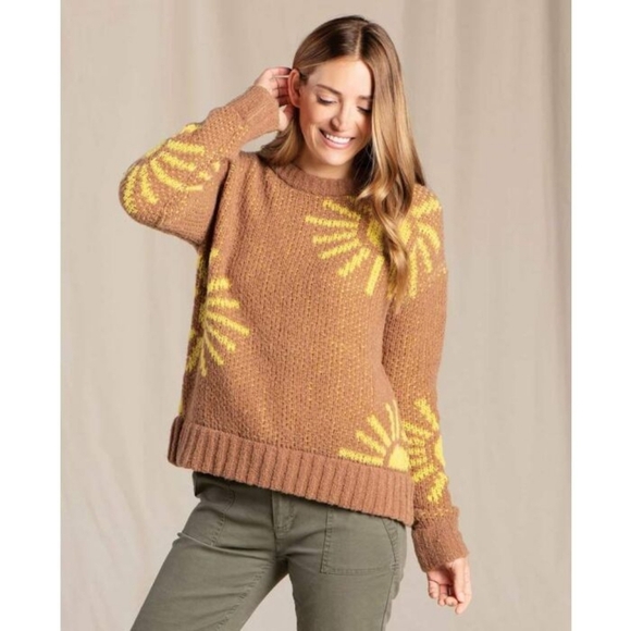 Toad&Co Sweaters - Toad & CO - Cotati Dolman Sweater Wool Cappuccino Boucle Sunshine Print Size XS